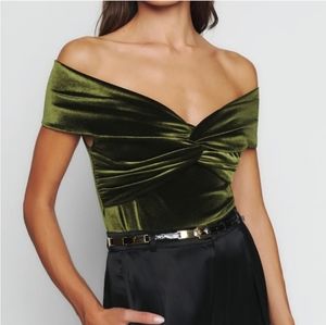NWT velvet green Reformation top XS
